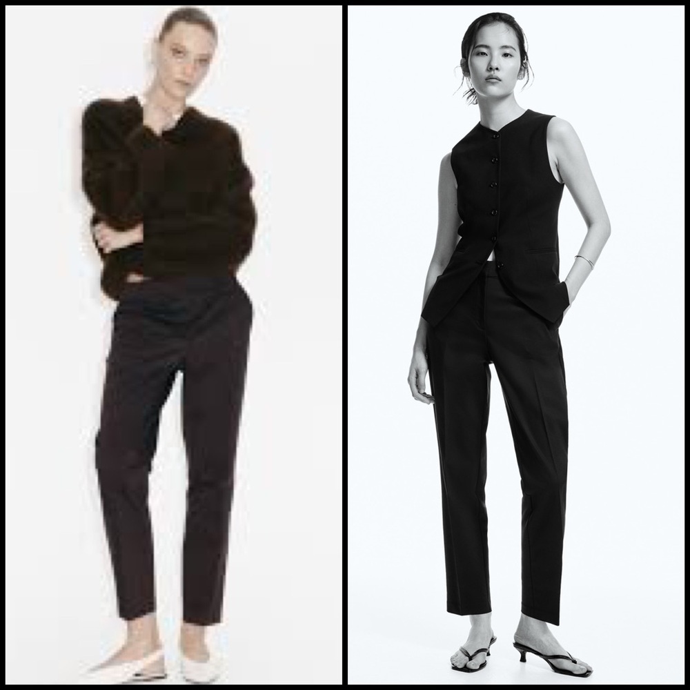 H&M Classic Black Tailored Women’s Regular Waist Flat Front Work Office Pants 10